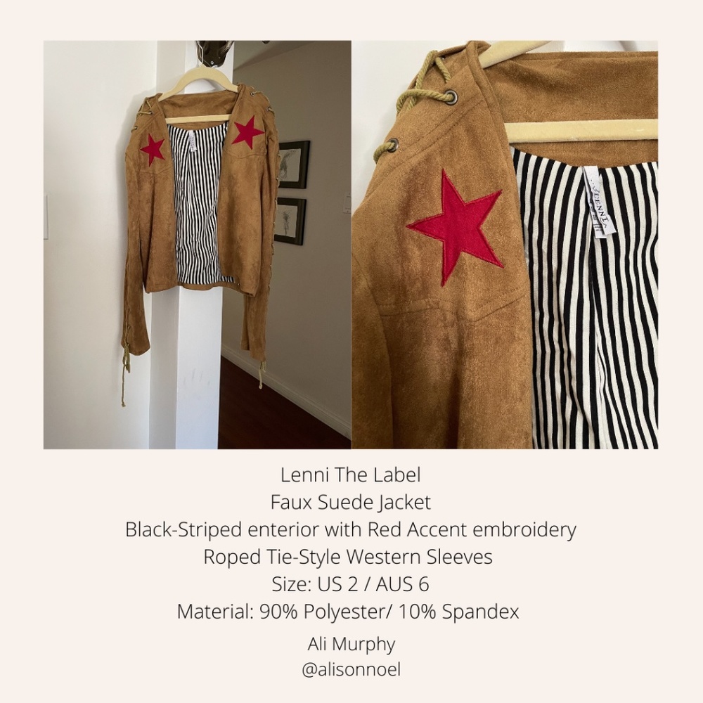 Lenni The Label Faux Suede Lighting Bolt Jacket